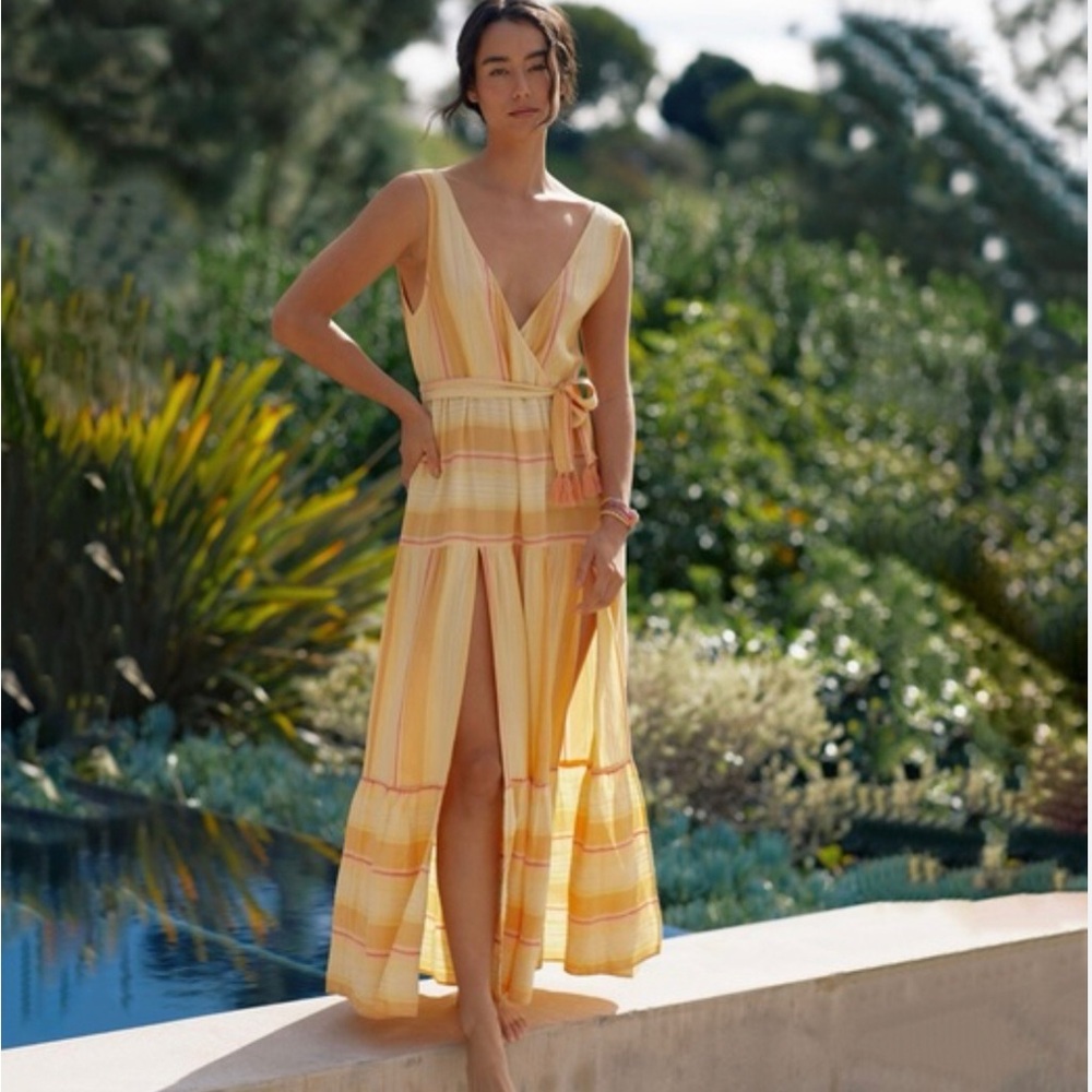 L*Space Vibrant Yellow Striped dress cover up S NWT